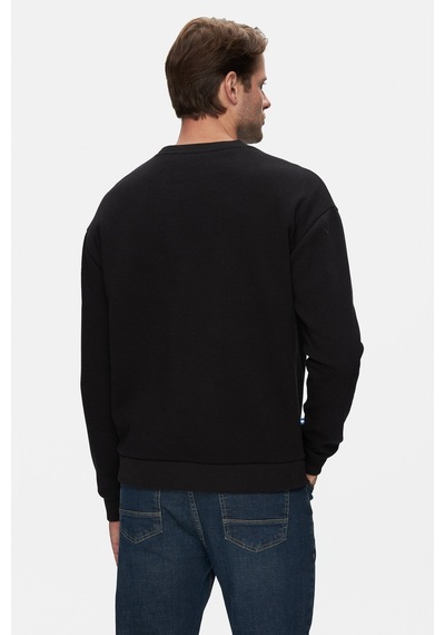 Ucla Sandhıll Siyah Bisiklet Yaka Nakışlı Loose Fit Erkek Sweatshirt Siyah