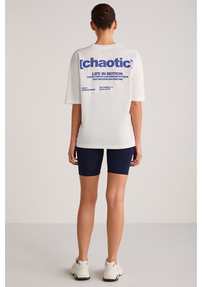 Grımelange Arcadıa Kadın Arka Ve Önü Yazi Detaylı Ekru/mavi T-shirt