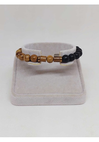 Kör Diken Ağacı & Oniks Taşı 8mm Unisex Tasarım Bileklik Hawaii M Çok Renkli