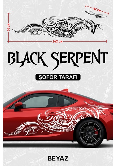 Black Serpent Yan Gövde Sticker Kaplama Beyaz Şoför - 864811967