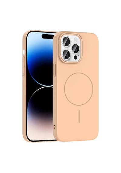 Apple iPhone Uyumlu 14 Pro Max Kılıf İnce Magsafe Kamera Yükseltili Yumuşak Silikon Pazarplus Desert Titanyum