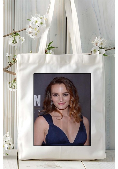 Art Hediye Leighton Meester Baskılı Bez Çanta Omuz Çantası Kişiye Özel Desen 2 Çok Renkli