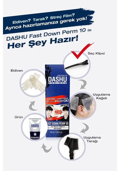 Kalıcı&hızlı Etkili Keratin İçerikli Saç Düzleştirici Krem Dashu For Men Premium Fast Down Perm 10