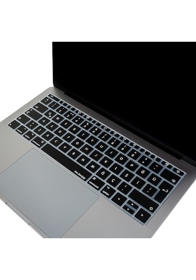 Macbook Klavye Koruyucu A1534 A1708 Uyumlu Türkçe Q Baskılı Silikon Klavye Koruyucu Uk Enter Siyah