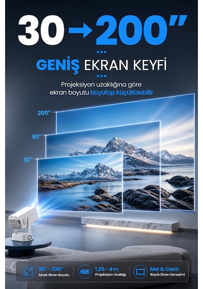 Pro602 Taşınabilir Android Projeksiyon Cihazı Bass Projektör Telefon Ekran Yansıtma Wifi Bluetooth