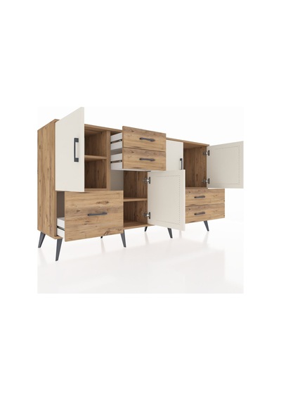 Hyperion Konsol 4 Raflı 5 Çekmeceli 4 Kapaklı 176x44x99 Çam-aytaş Çam-aytaşı/çam