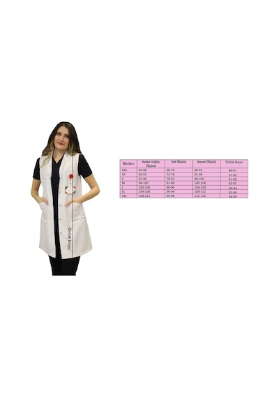 Gömlek Yaka Kadın Orta Boy - Kolsuz Doktor Önlüğü Eczacı Önlük (508906382)