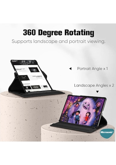 Microsonic Samsung Galaxy Uyumlu Tab S10 Plus X820 Kılıf 360 Rotating Stand Deri Tablet Kılıfı