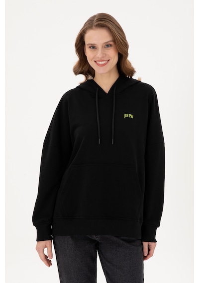 U.S. Polo Assn. Kadın Siyah Kapüşonlu Basic Sweatshirt 50297324-VR046