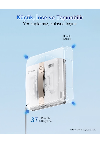 Ecovacs Winbot Mini Cam Silme Robotu Ve Cam Silme Solüsyonu Gri