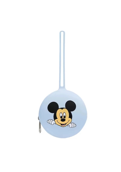 Mickey Mouse Baskılı Silikon Emzik Kutusu - Emzik Saklama Kabı - Hijyenik Ve Askılı Tasarım Mavi Açık Mavi