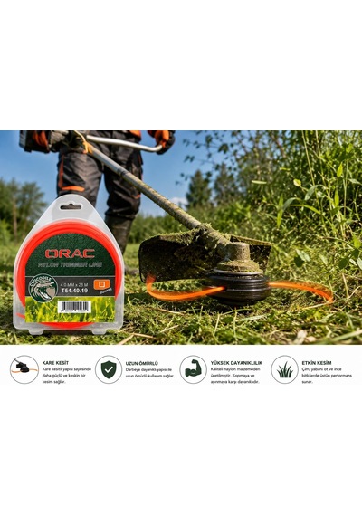 Orac Kare Tırpan Misinası 4.0 Mm X 28 Mt Turuncu Çok Renkli