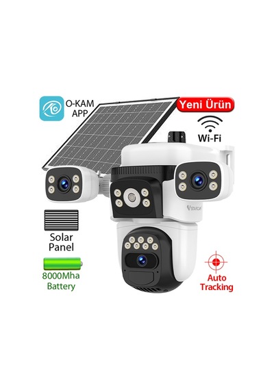 Vstarcam Cb621sr-wıfı 3x2mp Wi-fi Dış Mekan Güneş Enerjili Pt Güvenlik Kamerası - 3 Lensli, Renkli Vstarcam Cb621sr-wıfı 3x2mp Wi-fi Dış Mekan Güneş Enerjili Pt Güvenlik Kamerası - 3 Lensli, Renkli