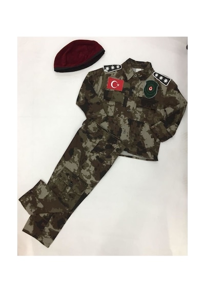 Safariavm Çocuk Polis Özel Harekat Bordo Bereli Kıyafeti Çocuk Polis Kostüm Kamuflaj