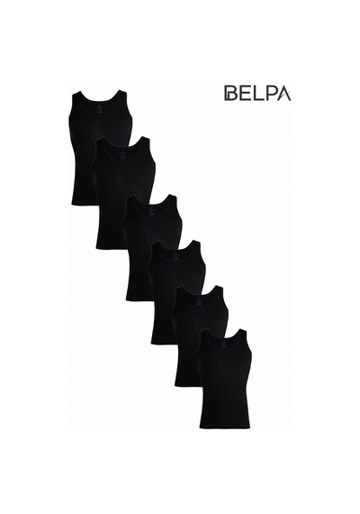 Belpa Ceylanoğlu Penye Süprem Erkek Atlet 6'lı %100 Pamuk Siyah