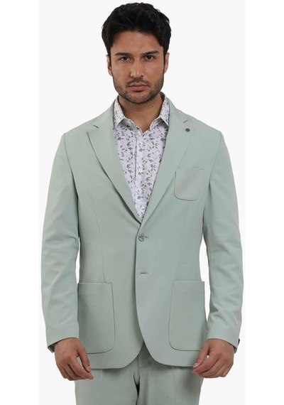 Dufy Yeşil Erkek Slim Fit Düz Mono Yaka Casual Ceket - 104431-yesıl Yeşil