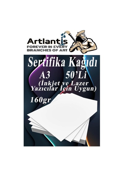 A3 Sertifika Kağıdı Kalın 50 Adet Gramajlı Fotokopi Kağıdı 160 Gr Tüm Yazıcılara Uyumlu 29.7x42 Cm Kalın Baskı Kağıdı