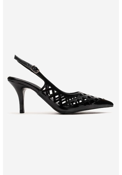 Luvishoes Jever Siyah Cilt Lazer Kesim Sivri Burun Slingback Kadın İnce Topuklu Ayakkabı Siyah Luvishoes Jever Siyah Cilt Lazer Kesim Sivri Burun Slingback Kadın İnce Topuklu Ayakkabı Siyah