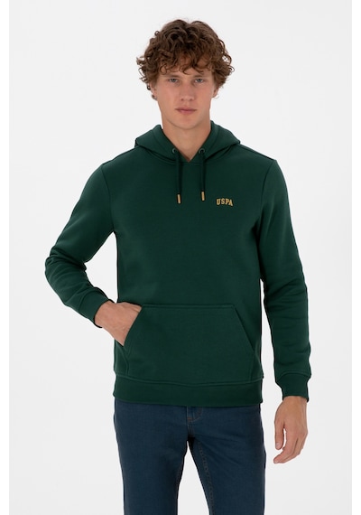 U.S. Polo Assn. Erkek Regular Fit Kapüşonlu Şardonlu Koyu Yeşil Basic Sweatshirt 50315582-VR079