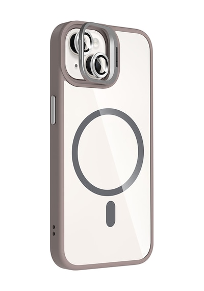 Apple Uyumlu iPhone 14 Kılıf Standlı + Kamera Lens Koruma Setli M-safe Şarj Özellikli Mkst Etro Kapak Pembe Pembe