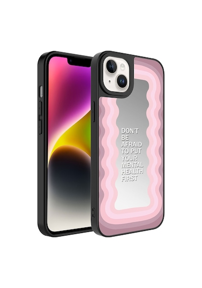 Apple iPhone Uyumlu 14 Kılıf Aynalı Desenli Kamera Korumalı Parlak Zore Mirror Kapak - Fragile