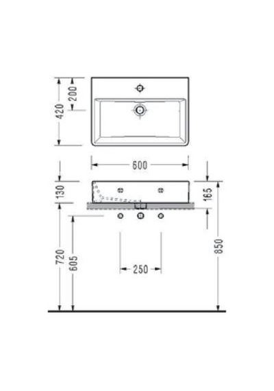 Serel Minimal Dikdörtgen Tezgah Üstü Lavabo 42 x 60 2047Tds110H