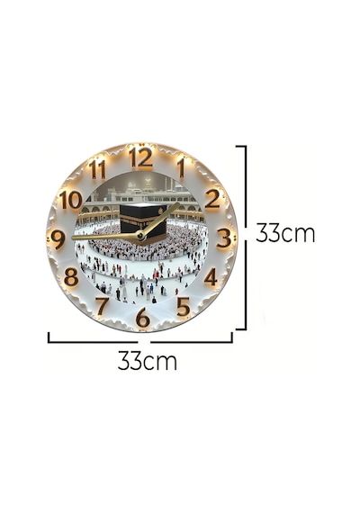 Kâbe Manzaralı 3d Görünümlü Mdf Duvar Saati 33 Cm Sdw92 Renkli