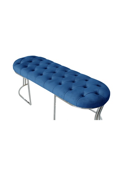VİEGO SILVER MAVİ-Kapitoneli Model Puf&Bench&Koltuk-Oturak-Uzun Makyaj Puff-Yatak Odası Ucu&Önü
