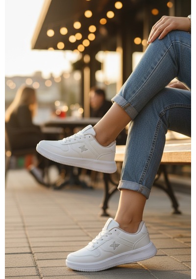 Enoch Kadın Spor Ayakkabı Ortopedik Düz Tabanlı Günlük Sneaker Beyaz