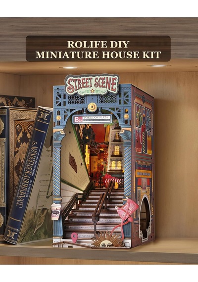 Rolife Tgb13 Street Scene Kitap Köşesi Book Nook Dıy Minyatür Maket Model Seti Mini Dollhouse 3d Model Kit Detaylı Dekoratif Hobi Seti 3d Puzzle Tiny