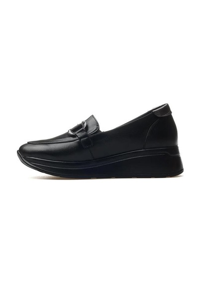 Venüs 2216647y Airflow Dolgu Deri Loafer Kadın Ayakkabı Siyah - Platin