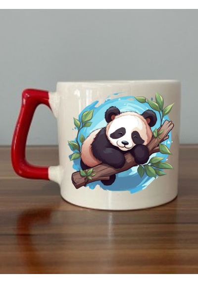 Panda Baskılı 5'li Kupa Bardak - Hediyelik Eşya Ürün Seramik Kupa Bardak Hediye Beyaz