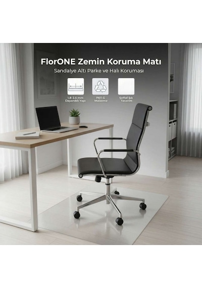 Florone Sandalye Altı Zemin Koruma Matı Parke Ve Halı Koruyucu Şeffaf Paspas 90 120 Cm