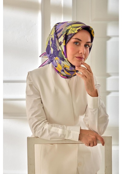 Silk Home Twill İpek Eşarp 11483-42 Mor, Fuşya, Asit, Koyu Yeşil, Lila, Butter Yellow