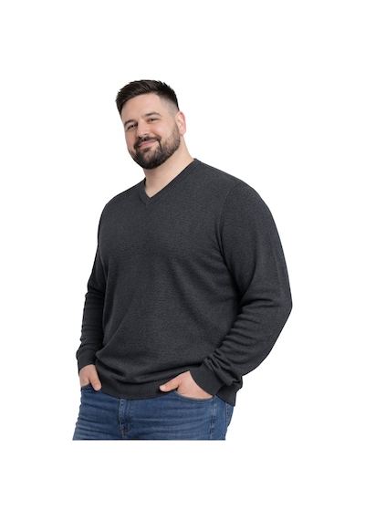 Battalmoda Erkek Büyük Beden Antrasit V Yaka Triko Kazak 3xl-4xl-5xl-6xl