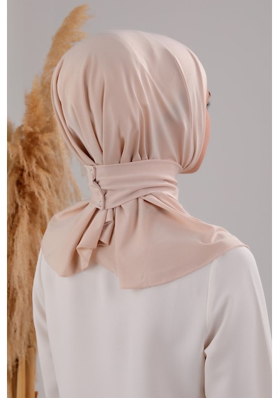 Melodi Scarf Kadın Tesettür Pratik Çıtçıtlı Sandy Fular Hazır Şal Krem Krem