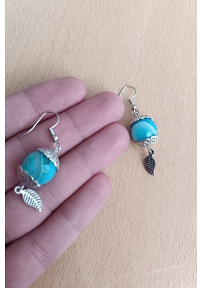 Akik Küpe 14 Mm Faset Kesim Akik Taşı Kğpe 2 Adet 1 Takım Mavi Akik Küpe Sertifikalı Ürün Mavi Mavi