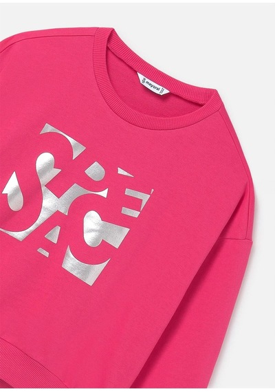 Kız Çocuk Metalik Desenli Sweatshirt Pembe 6402 Pembe