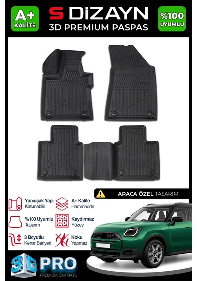 Mini Countryman U25 3d Pro Havuzlu Paspas 2024 Üzeri A+ Kalite 3ds-sdz263