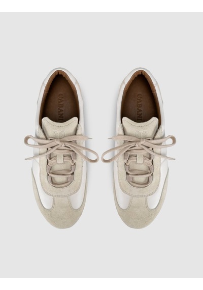 Hakiki Deri Latte Süet Kadın Sneaker Ayakkabı Bej