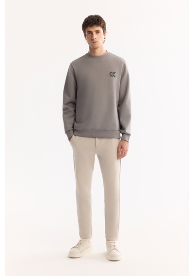 Avva Erkek Gri Bisiklet Yaka Pamuklu Bi-stretch Basic Regular Fit Sweatshirt A52y1328