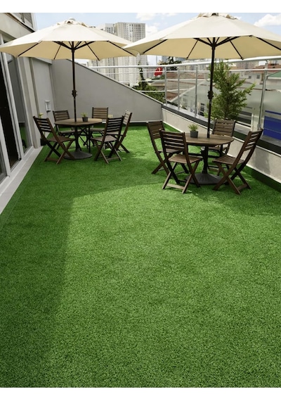 Beylini Dekoratif Suni Çim Halı 7 Mm Balkon Teras Bahçe İçin Yapay Çimen Kaymaz Tabanlı Yapay Çim Balkon Halıs 98 x 98