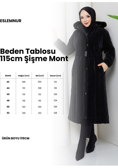 Eslemnur Nova Kumaş Şişme Mont 115cm Mavi