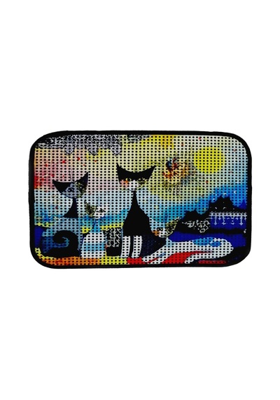Elekli Desenli Kedi Tuvalet Önü Paspası 60 X 45 Cm Gece