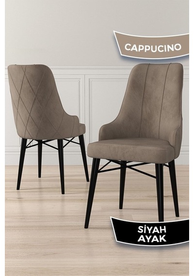 Canisa Neta Serisi, 1.sınıf Babyface Kumaş Sandalye, Siyah Gürgen Ayak, 6 Adet Cappucino Sandalye Sandalye Cappucıno Ayakları Siyah