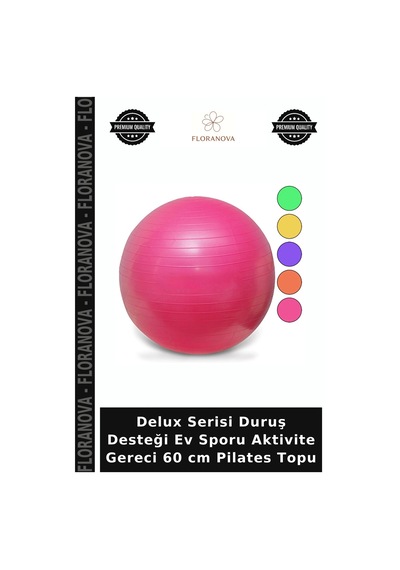 Delux Serisi Duruş Desteği Ev Sporu Aktivite Gereci 60 Cm Pilates Topu