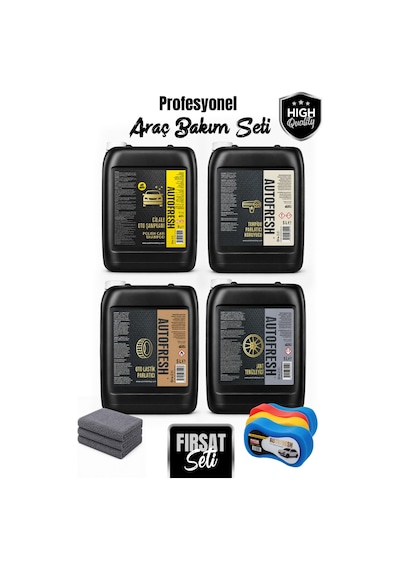 5 Litre Profesyonel Araç Bakım Seti Lastik + Şampuan + Jant + Torpido