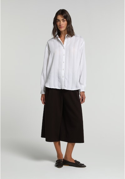 Colin's Colins Boyfriend Fit Shirt Neck Jakarlı Kadın Beyaz Uzun Kol Gömlek Cl1081980 Q1.v2 Wht