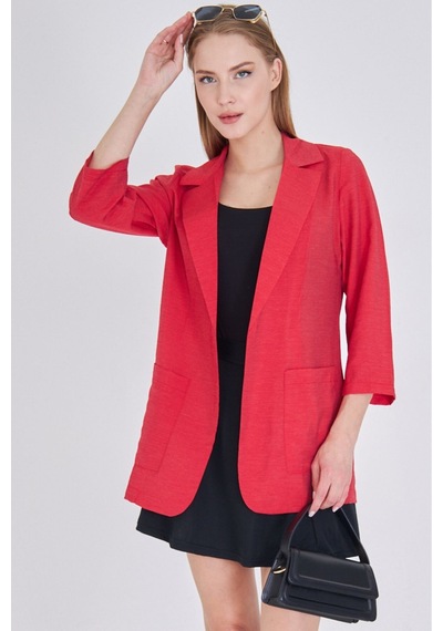 Armonika Kadın Kırmızı Cepli Oversize Ceket Arm-25y001064