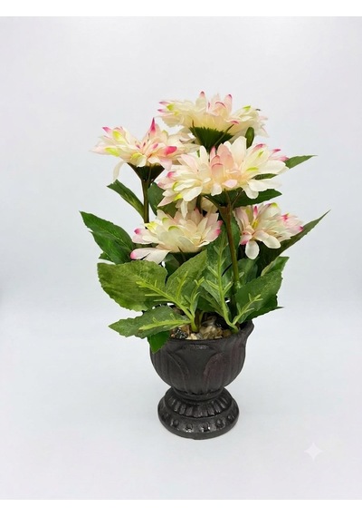 Seta Garden Çiçek Açık Pempe Siyah Vazo 33 Cm Çok  Renkli